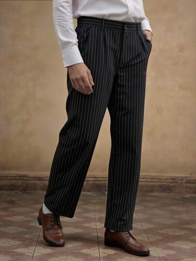 HIMLAND Męskie spodnie garniturowe w stylu casual z nadrukiem