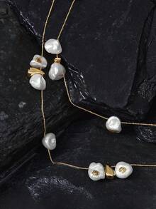 Opalesca Unique Multi-Layer Asymmetrical Pink Stone Necklace, Exaggerated Minimalist Multilayer Choker Necklace For Women,Outfits,Beaded,Wedding/Bridal Accessories,Fairycore/Fairy,Charm Necklace,Pearl,Elegant