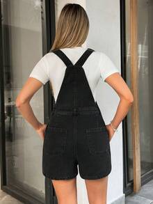 SHEIN Casual Fashionable Outdoor Women's Denim Overall Jumpsuits - Grey - View 2