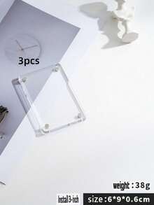 3/6/12pcs Magnetic Acrylic Refrigerator Magnet Photo Frame, Diy Photo Wall, 3-Inch Magnetic Photo Card Display Board - White - View 12