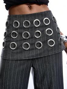 LYSMO 女士线条印花圆形装饰时尚套装裤 - 黑色 - 查看 8