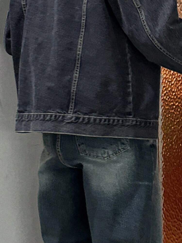 Men's Washed Vintage Blue Denim Jacket, Spring