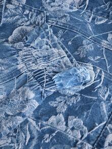 Selenza Women's Elegant Printed Denim Jacket - Medium Wash - View 7