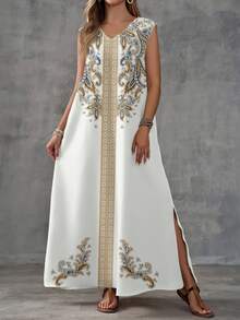 EMERY ROSE Women's V-Neck Floral Dress, Suitable For Spring/Summer Carnival - Multicolor - View 4