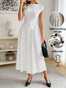 Easowa Đầm midi chấm bi thanh lịch cho nữ với tay ngắn và cổ cao, kiểu dáng chữ A thoải mái cho kỳ nghỉ hè. Đầm midi in chấm bi cổ điển cho nữ, tay ngắn, cổ cao, kiểu dáng chữ A, thích hợp cho mùa hè và mùa xuân. Đầm midi chấm bi trắng thanh lịch cho nữ với tay ngắn và cổ tròn, thích hợp cho những buổi đi chơi thường ngày. Đầm trắng cho nữ, trang phục năm mới cho nữ, đầm dự tiệc cho nữ, đầm Valentine, trang phục trắng cho nữ, trang phục đêm giao thừa, đầm chấm bi, trang phục nghỉ hè, đầm đi biển, trang phục Valentine cho nữ, đầm mùa xuân cho nữ. - trắng - Xem 2