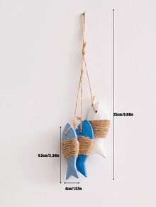Madebyblanc 1件地中海风格创意渔网小鱼串挂饰，海洋风悬挂装饰，家居背景墙渔网装饰，适合家庭庭院装饰 - 彩色 - 查看 11