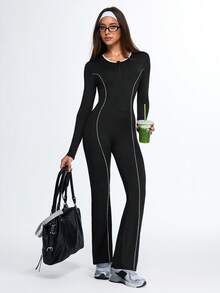 Eassivo Eassivo Salopă cu mânecă lungă, croită, cu finisaje contrastante și scobită în gol