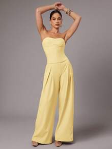 Silquee Women's Solid Color Minimalist Everyday Tube Top,Summer Top - Yellow - View 7
