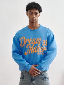 TOKVUE Men's Printed Crew Neck Long Sleeve Pullover Sweatshirt - Blue - View 3