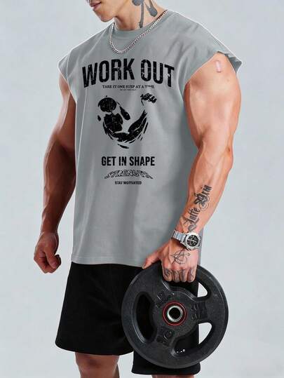 Manfinity Sport PWRUP 男士字母印花休闲运动背心