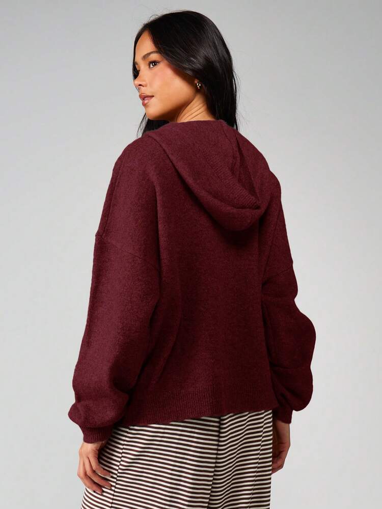 MISSGUIDED Felpa con cappuccio e chiusura lampo in maglia, con emblema a lettera, maniche lunghe, comoda per l'autunno e l'inverno