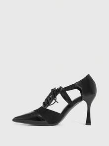 CUCCOO SZL Women's Elegant Lace-Up Pointed Toe Heeled Sandals, Suitable For Commuting Valentine's Day - Black - View 5