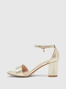 CUCCOO BIZCHIC 女士方头粗跟高跟踝带露趾凉鞋，适合日常通勤、百搭场合、婚礼、派对、约会等。