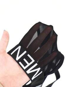 Fashionable Men's Slim Fit Sexy Black Hollow-Out Mesh Briefs - Black - View 3