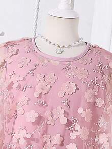 SHEIN Tween Girls' Knit Star Print Overalls, Fashionable For Back To School, Personalized Outfit, Suitable For Spring, Summer, Autumn - Blue - View 3