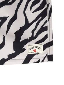 Manfinity VDAYZ Men's Casual Zebra Print Beach Shorts - Black - View 8