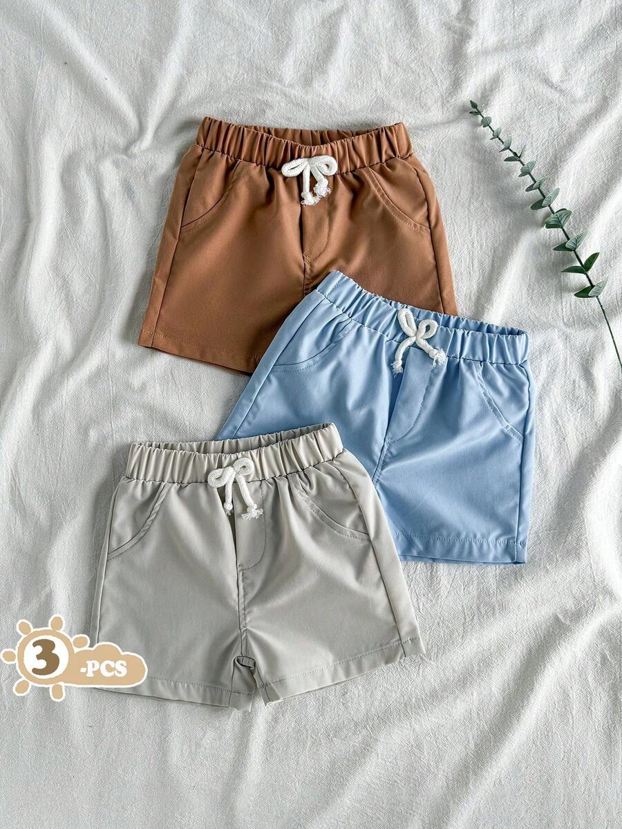 SHEIN 男婴夏季多件套时尚休闲裤,适合此套装,非常适合居家、休闲、户外活动、与朋友聚会,简单舒适的设计保持舒适时尚的外观 - 彩色 - 查看 1