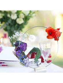 1/5/10个金属花环桌饰，银色花环带白色支架，花环编织，适用于DIY家居装饰、婚礼餐桌装饰、生日毕业礼物 - 彩色 - 查看 7