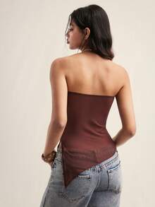 Easelle 女士网眼刺绣不对称吊带背心