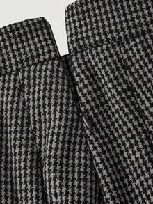 SHEIN MOD 格纹羊毛百褶裙，学院风A字裙 - 深灰色 - 查看 4