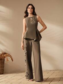 Anewsta Elegant Elastic Waist Women's Dress Pants, Suitable For Outings And Gatherings - Khaki - View 6