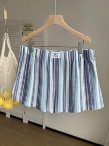 Comfortcana 大码复古棕色格子休闲短裤 - 彩色 - 查看 4