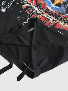 ROMWE MEN Street Life Bộ áo tank top rách in họa tiết dành cho nam, phong cách đường phố thường ngày. - màu đen - Xem 3