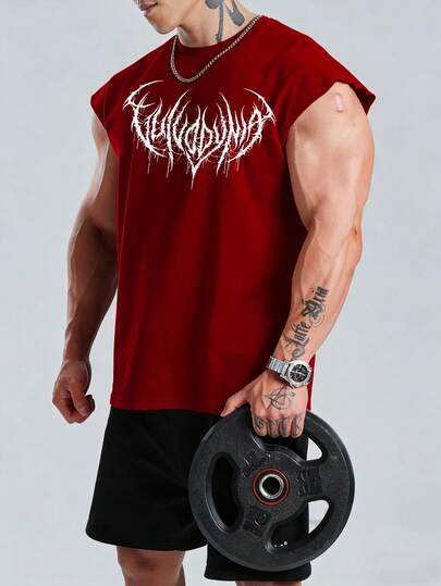 GymBeat Áo ba lỗ thể thao nam in hình gai, áo tập luyện nam, áo tank top tập gym nam, áo thun bó sát nam, áo thun không tay nam.