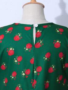 SHEIN Tween Girls' Casual Elegant & Cute Floral Tassel Decor Dress - Green - View 6