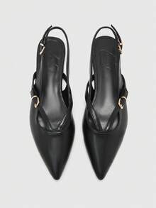 CUCCOO BIZCHIC Women's Pointed Toe Buckle Design Casual Slip-On Loafers - Black - View 2