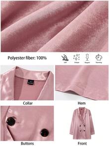 Maija Áo blazer nữ dáng suông màu trơn, cài cúc phía trước, cổ ve áo, thích hợp mặc đi làm, màu hồng cho mùa thu/ngày lễ tình nhân. - Hồng - Xem 7