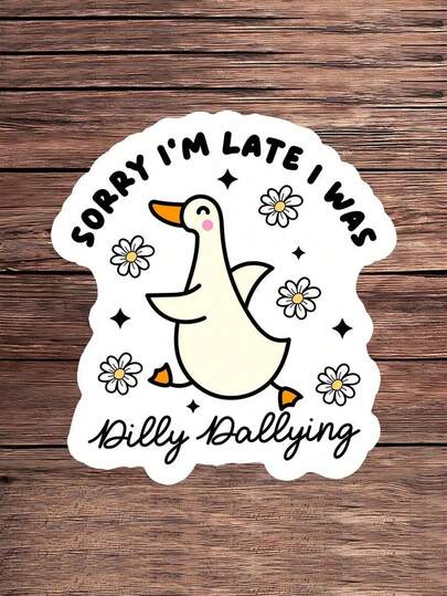 1张趣味鹅贴纸，美观乙烯基贴花，可爱懒散拖延症笔记本电脑和水瓶贴纸，田园风拖延症贴纸，慢生活趣味表情包贴纸，适用于笔记本、手机壳、日记本、旅行箱、学生礼物