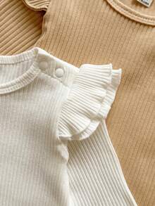 Vintaside Kids Conjunto de varias piezas con cuello redondo y manga larga para recién nacidos en primavera y otoño, con dobladillo con volantes, parte superior simple y casual adecuada para el hogar, el ocio, las salidas de compras y el uso diario - Multicolor - Ver 5
