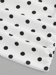 SHEIN Tween Girl Minimalist Comfortable Ruched Elastic Fitted Casual Camisole - Black and White - View 4