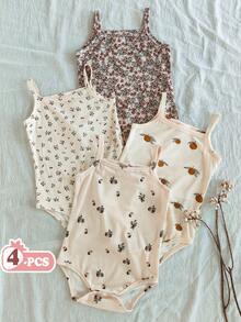 Vintaside Kids 4 件套 女婴休闲碎花连体衣套装