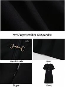 Maija 这款女士纯色短袖迷你连衣裙，饰以金属搭扣，尽显优雅时尚。修身剪裁凸显女性身材，经典的黑色百搭，适合作为婚礼宾客礼服、生日派对礼服或各种正式场合的着装。金属搭扣细节增添个性魅力，让穿着者在各种聚会和活动中自信闪耀。 - 黑色 - 查看 6