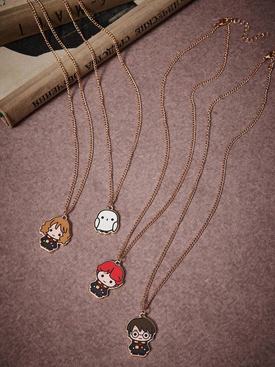 HARRY POTTER X SHEIN 1 Set Zinc Alloy Cartoon Figure Graphic Necklace, & Minimalist, Suitable For Couples, Parties, Concerts, Festivals - Gold - View 1
