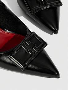 CUCCOO SZL 女士时尚百搭尖头搭扣高跟鞋 - 黑色 - 查看 6