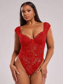 SHEIN BAE 大码女式黑色短袖紧身衣、性感优雅上衣、通勤紧身衣、派对紧身衣、年轻时尚连体裤、蕾丝花边紧身衣、海滩度假休闲紧身衣、户外、下午茶、日常穿着、Y2K 风格、海滩女装、节日晚装、T 恤、工作上衣、狂欢节服装、春季服装、夏季女装、母亲节、母亲节礼物、妈妈、音乐节、音乐会、办公室着装、休闲外出、毕业 - 紅色 - 查看 6