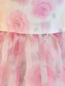 女宝宝优雅花卉图案可爱薄纱公主裙 - 彩色 - 查看 6