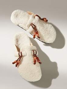 Solecia Women's Casual Slip-On Faux Shearling Slippers, Versatile For Daily Wear - White - View 3