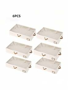 Beige Underbed Storage Bag Heavy Duty Non Woven Fabric Flat Foldable Design Extra Large Capacity Clothes Blanket Organizer Space Saving Travel Packing - White - View 10