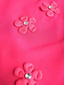 Aveloria Rosie 优雅短袖连衣裙，采用时尚纯色3D立体花卉装饰设计，百搭欧式风格 - 玫紅色 - 查看 6