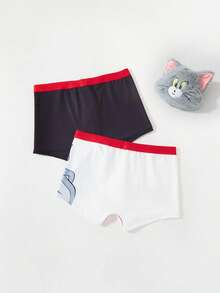 TOM & JERRY X SHEIN 2pcs/Set Men's Comfortable Cute Cartoon Pattern Trunks