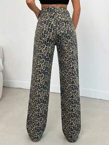 100% Cotton MID RISE WIDEEG CUT LEOPARD JEAN - Multicolor - View 2