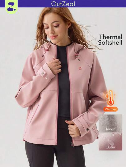 OutZeal 女士保暖户外夹克 粉色 冬季日常休闲保暖防水拉链户外上衣