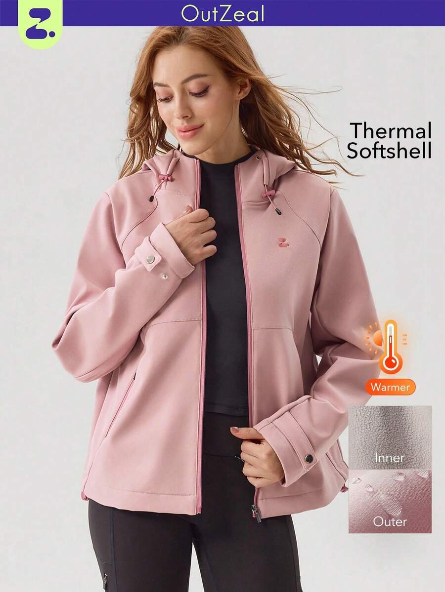 OutZeal 女士保暖户外夹克 粉色 冬季日常休闲保暖防水拉链户外上衣 - 粉色 - 查看 1