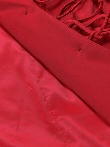SHEIN MOD Setelan Jas dan Celana Motif Vintage dengan Tali Pengikat - Merah - View 10