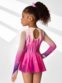 Multicolor Printed Fashion Activewear Jumpsuit For Young Girls, Designed For Dance, Ballet And Ice Skating. Made Of Soft Stretchy Fabric To Ensure Comfortable Movement And Performance. Stylish Design And Vibrant Colors Allow The Wearer To Stand Out In Various Activities, Balancing Fashion And Practicality, Suitable For Young Athletes' Daily Training And Performances. - Multicolor - View 2