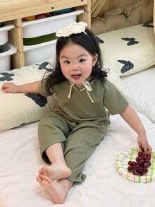 DAZY 2件套幼儿女童V领休闲长袖T恤和宽松长裤睡衣套装 - 綠色 - 查看 7